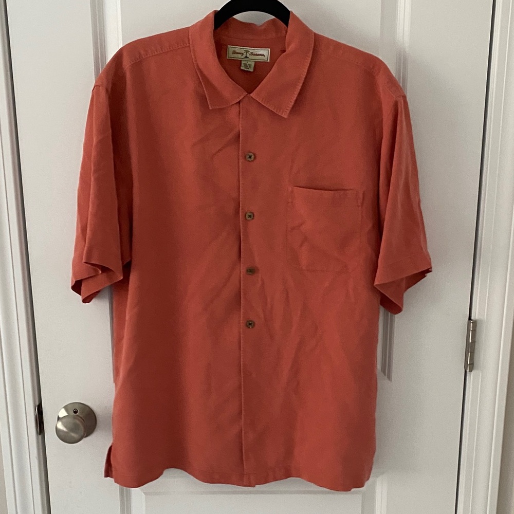 Tommy Bahama Short Sleeve Button-Down Shirt in Rust Orange